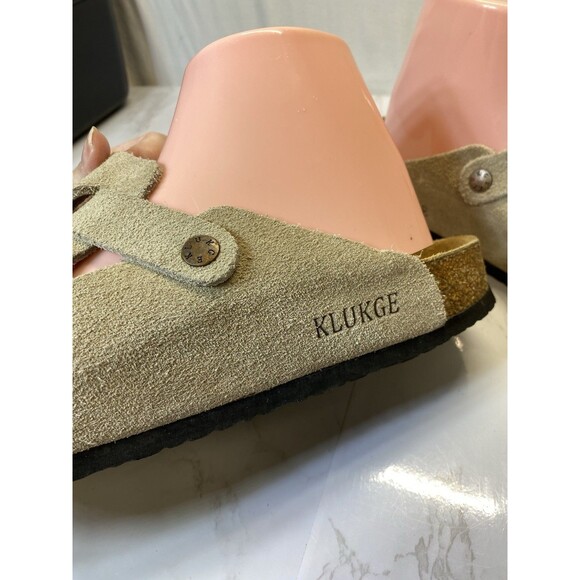 Unbranded Suede Mens Size 11 Ladies 13 Tan Boston Clogs Trendy - Picture 8 of 8